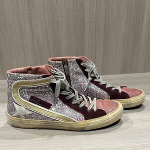 Golden Goose Glitter and Pink High-Top Sneakers
